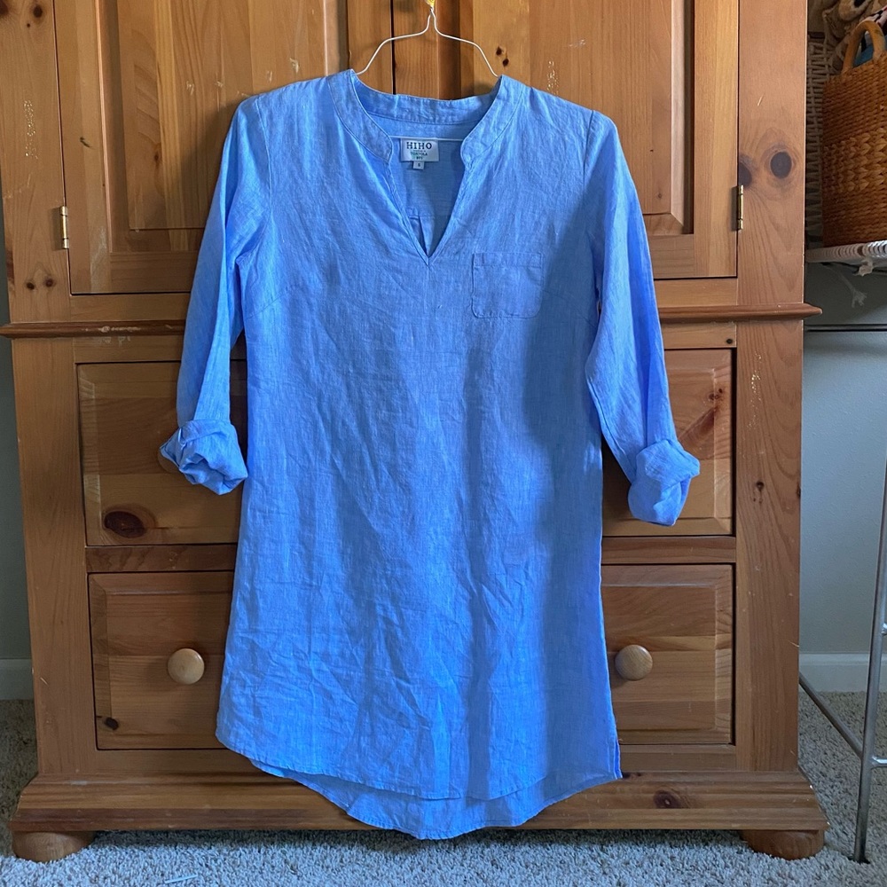 100% Linen Shirt Dress Cover Up